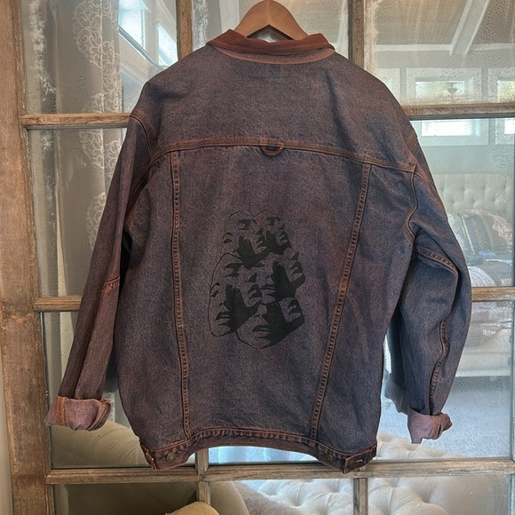 Shelbeshop Men's Denim Jacket with Brown Accents XL - Picture 4 of 7